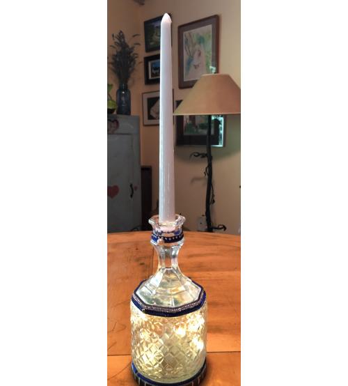 Candleholder glass and mosaic with fairy lights night light
