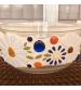 Etched glass bowl with mosaic