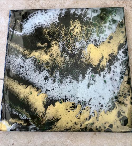 Abstract acrylic and Epoxy resin on canvas