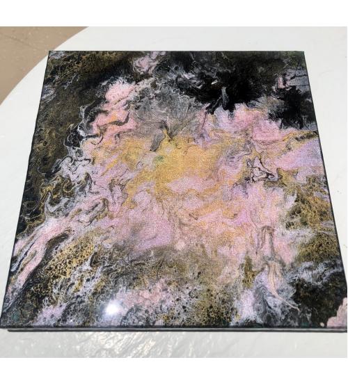 Abstract epoxy resin and acrylic on canvas