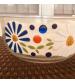 Etched glass bowl with mosaic